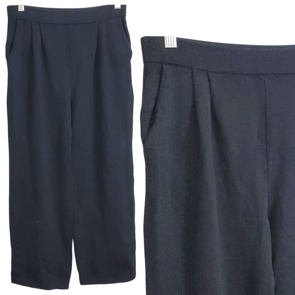 ST. JOHN Evening Sz 6 Santana Knit Womens High Waisted Black‎ Pull-On Crop Pants